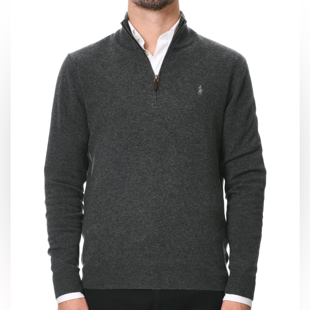 Polo Ralph Lauren 100% Super-soft Merino Wool Mélange-effect Half-zip Sweater